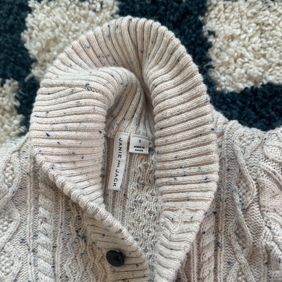 Janie and Jack Cream Speckled Cable Knit Cardigan - Picture 2 of 4
